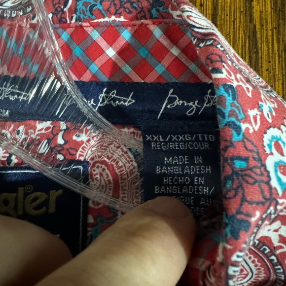 Red Paisley Wrangler dress shirt XXL - Picture 2 of 2